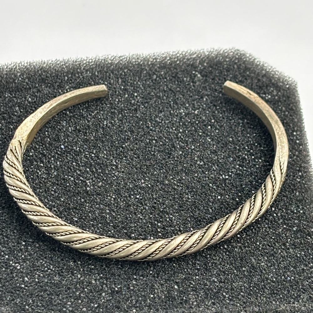 Silver-Toned Twisted Cuff Bracelet